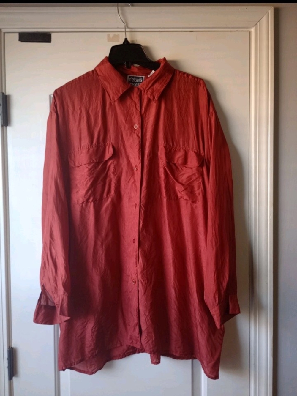 Vintage 90s Express Details 100% Silk Button Down Blouse Terracotta Size 22 Chic